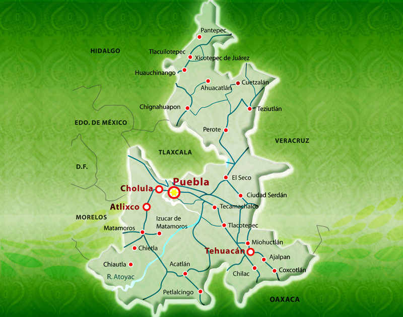 Mapa del estado de Puebla